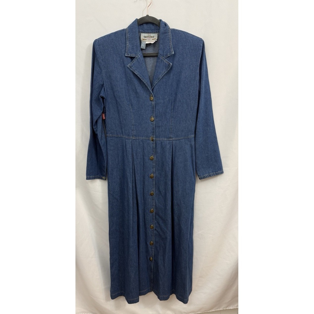 VTG Sketches Clothing Denim Button Down Maxi‎ Dress Long Sleeve Womens Size 10